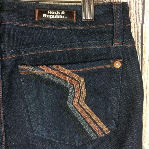 Rock & Republic Women's Size 26 Kiedis Bootcut Dark Wash Blue Denim Jeans - Picture 3 of 8